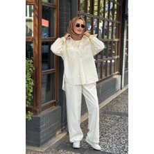 Omelya Pantolonlu Takım 26KZ1003 Ekru