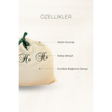 Beyaz Kadife Noel Hediye Kesesi – Nakışlı “ho Ho Ho” Hediye Torbası
