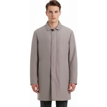 Uki Taş Comfort Fit Trençkot Erkek Düz Desenli Günlük Kullanım İçin Taş Renkli