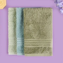 Evidea Soft Samantha 3'lü Havlu Seti - Mint / Haki / Mavi - 30X50 cm