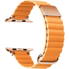 Mena Rise Ile Uyumlu 7 41MM Krd-78 Pu Deri Kordon Strap Kayış Turuncu