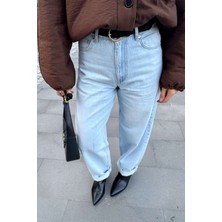 Sue Store Buz Mavisi Yüksek Bel Premium Balon Jean