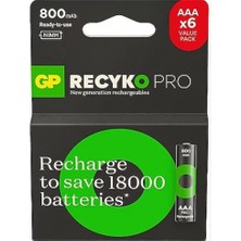 Gp Aaa 850 Mah Şarjlı Ince Kalem Pil  4+2'li Paket Recyko GPHCH83BOK