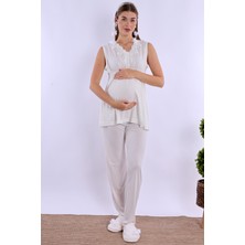 Effortt Ekru Hamile Lohusa Pijama Takımı