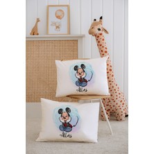 Lilabio %100 Pamuk Isme Özel 2li Ekru Bebek Yastık Kılıfı 35X45 Cm-Mickey Mouse