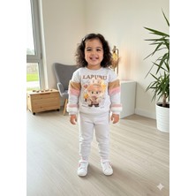 Şimo Butik Bayramlık Kız Çocuk Peluş Detaylı Kabartmalı Kalın Takım Cepli %100 Pamuk Labubu