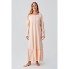 Artış Collection Uzun Kollu Düğmeli Dantelli Esnek Pamuklu Gecelik 18100