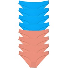 MELENERS 8 Adet Süper Eko Set Likralı Kadın Slip Külot Pudra ve Mavi