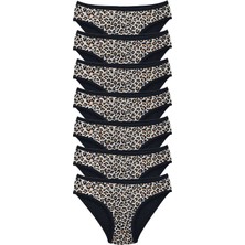 MELENERS 7 Adet Leopar Desenli Likralı Yumuşak Dokulu Kadın Slip Külot