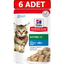 Hills Balıklı Yavru Kedi Konserve 85GR 6ADET Ocean Fish Chunks Gravy Kedi Yaş Maması Pouch