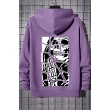 Amor Man Büyük Beden Özel Tasarım Kapüşonlu Skull Cracked Sırt Baskılı Süper Oversize Erkek Sweatshırt