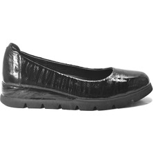 Beety 25BK.25201 Hakiki Deri Rugan Siyah Ortopedik Kadın Babet Ayakkabı