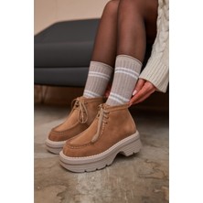 Elisha Butik Anna Camal Süet Renkli Casual Bağcıklı Kadın Bot