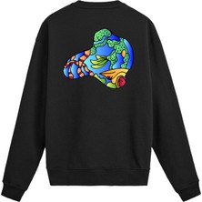 Colermi Sırt Baskılı Renkli Denizaltı Tasarımlı Sweatshirt