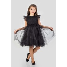 Mnk Baby & Kids Roza Dantel Tütü Kız Çocuk Abiye Elbise MNK0546 - Siyah - 8 Yaş