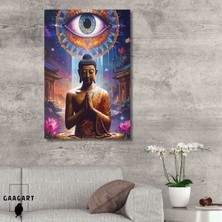 Gaagart Tekli Dikey Kanvas Tablo Renkli Sanatsal Buda Heykeli ve Göz