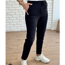 Double TT Kadın Full Likralı Beli Bağçıklı Süper Rahat Duble Paça Bilek Boy Üst Düzey Pantolon