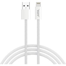 Yenibağ BL74 Örgülü 3A .2m Data ve Şarj Kablosu, Bükülmeye Dayanıklı, Hızlı Şarj, USB Lightning, Beyaz