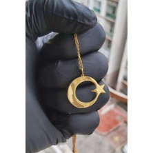 Özgür Takı 925 Ayar Gümüş 24 Ayar Altın Kaplama Ayyıldız Kolye