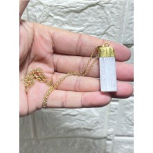 Gemsartdeco Selenit Kolye Gold Renkli Çelik Zincirli