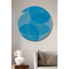 Teona Ahşap Dekoratif Ahşap Yuvarlak Tablo Soyut Mavi Geometri
