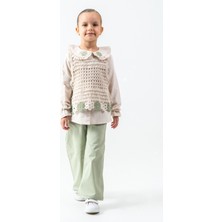 Kinderos Örme Çiçek Detaylı Kız Çocuk 3\'lü Takım - 26K 4479