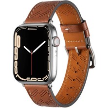 Mena Rise Ile Uyumlu 38MM/40MM Krd-76 Pu Deri Kordon Strap Kayış Kahverengi