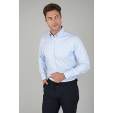 Bisse Erkek Uzun Kollu Regular Fit Pamuk Açık Mavi Gömlek GMEKS252064_33