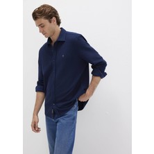 Mavi M Logo Nakışlı Lacivert Örme Gömlek 0211789-70497