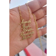 Özgür Takı 925 Ayar Gümüş 24 Ayar Altın Kaplama 5 Isimli Kolye