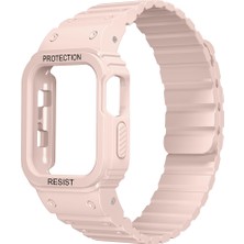 Lopard Apple Watch 7 45MM KD-142 Airbag Tasarımlı Kasa Koruyuculu Silikon Kordon