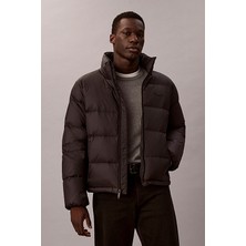 Calvin Klein Erkek Regular Fit Dik Yaka Aplike Logolu Şişme Mont - Siyah