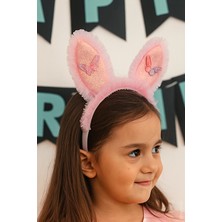 Bear & Pear Tavşan Kulaklı Taç Parti Kostüm Aksesuarı Pembe Fırfırlı Taç