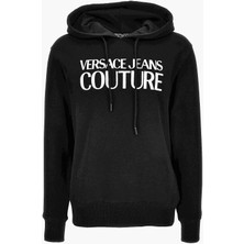 Versace Erkek Felpe Serigrafiche Kapüşonlu Baskılı Sweatshirt - Siyah