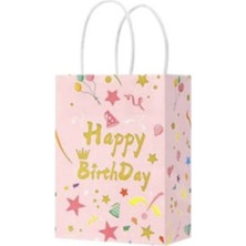 Le Mabelle Pembe  6'lı Kağıt Happy Birthday Hediye Çantası