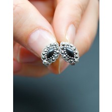 925 Ayar Gümüş Oltu Taşı Kadın Küpe SKÜ00036