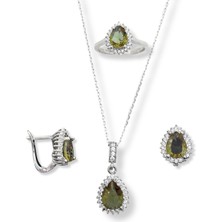 Oya Silver Damla Kesim Zultanit Taşlı Kadın Gümüş Set&takım