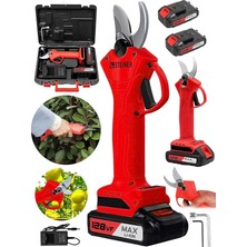 Alman 128 Vf 10 Ah Profesyonel Çift Akülü Bağ Makası Dal Budama Kesme Makası Makinesi Çantalı Kırmızı