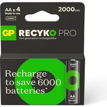 Batteries Recyko Pro Aa Kalem Ni-Mh Şarjlı Pil, 1.2 Volt, 4'lü Kart