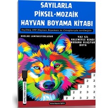 Enine Boyuna Eğitim Sayılarla Piksel-Mozaik Boyama Kitabı (100 Hayvan Boyaması)