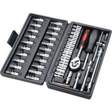 46 Parça Mini Lokma Takımı Otomatik Cırcırlı 1/4" Wrench Set Yüksek Kalite Kombinasyon Alet Seti