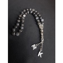 Mryart Füme-Gri Labradorit Taşı Harfli 33LÜK Tesbih (Sparişden Önce Harf Bilgisi Veriniz )