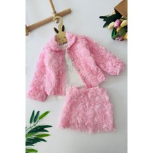 Miniğimin Cicileri Gül Detaylı 3 Lü Kız Çocuk takım - Pembe