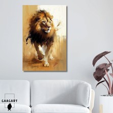 Gaagart Tekli Dikey Kanvas Tablo Yağlı Boya Görünümlü Soft Aslan