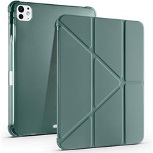 Misda Store Pro 11 Inç M4 2024 Ile Uyumlu Kılıf Üçgen Katlanabilir Kalem Şarj Bölmeli Kılıf A2836 A2837 A3006 Haki