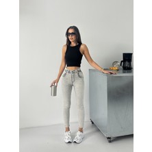 Blue Marlin Kadın Kemer Büzgülü Power Dar Paça Kot Pantolon