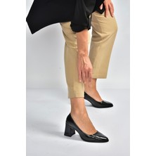 Fox Shoes V676680060 Siyah Rustik Kalın Topuklu Kadın Ayakkabı