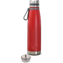 MCM Group Çift Kat Paslanmaz Çelik Bardaklı 850 ml Taşıma Şeritli Termos Kamp Bebek Mama TERMOSU-8691