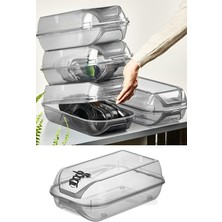 Mena Rise Füme Kilit Kapak Ayakkabı Saklama Kutusu | Modüler Yapı | Ayakkabı Depolama - 5 Adet