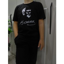 Pidal Yüksek Kalite Atatürk Baskılı Pamuklu Unisex Çocuk Tişörtü
